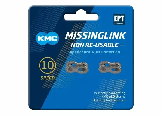 KMC Ketjulukko 10 Vaihteinen MissingLink 10NR, EPT Silver, Shimano,Campag., Sram, 2 Kpl/pkt 3 KMC Ketjulukko 10 Vaihteinen MissingLink 10NR, EPT Silver, Shimano,Campag., Sram, 2 Kpl/pkt